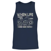 Christian Motorcycle Biker Faith Unisex Tank Top - Navy – 2