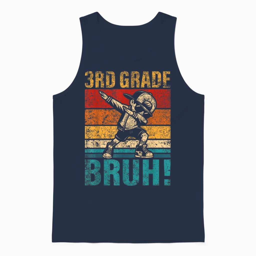 3rd Grade Bruh Dabbing Boy Third Grade Squad Boy Student Unisex Tank Top in Navy