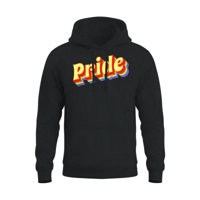 Retro Stacked Pride Unisex Hoodie - Black