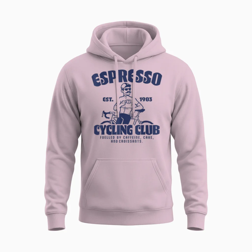 Espresso Rennrad Club Kaffee Kuchen Fahrrad Radsport Unisex Hoodie in Light Pink