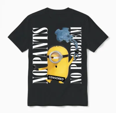 Minions Censored No Pants No Problem Unisex T-Shirt - Black