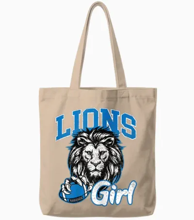 Lions Girl Shirt Messy Bun Funny Sports Fan Team Tote Bags - Natural