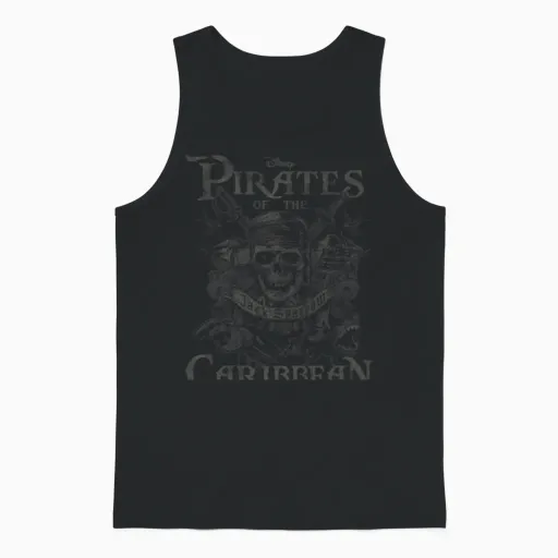 Pirates of the Caribbean Skull Jack Sparrow Manche Longue Unisex Tank Top in Black
