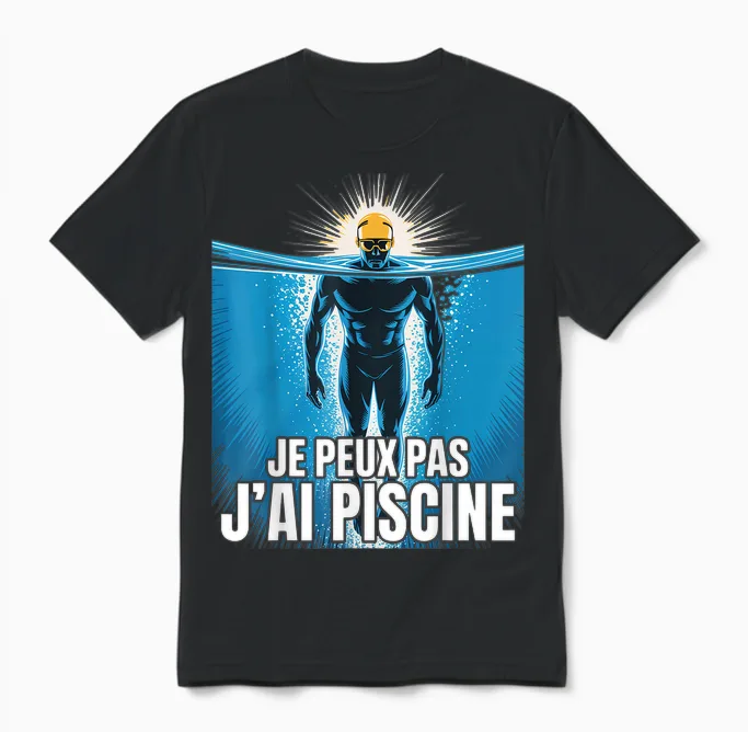 Je Peux Pas J'ai Piscine Funny Gift Unisex T-Shirt in Black
