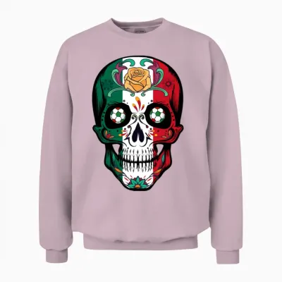 Soccer Skull Mexico Fan Unisex Sweatshirt - Light Pink