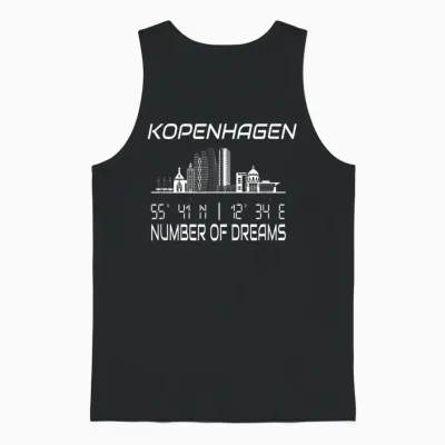 Skyline Kopenhagen Koordinaten Silhouette Stadtbild Dänemark Unisex Tank Top - Black