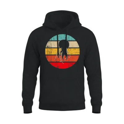 Jellyfish Retro Unisex Hoodie - Black