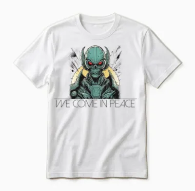 We Come in Peacealien Ufo Commander Unisex T-Shirt - White
