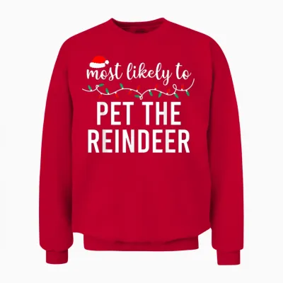 Most Likely to Christmas Matching Family Pajamas Funny Unisex Sweatshirt - Red