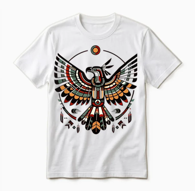 Thunderbird Native American Tribal Art Unisex T-Shirt in White