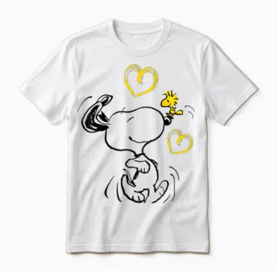 Peanuts - Snoopy Woodstock T-Shirt with German Text "ich Laufe Zu Dir Ich, Black, S Unisex T-Shirt - White