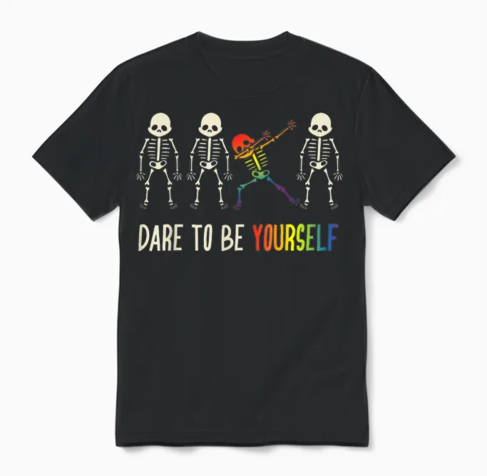 Dare to Be Yourself Shirt | Cute Lgbt Pride T-Shirt Gift Unisex T-Shirt in Black