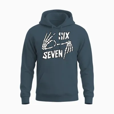 Six Seven 6 7 Meme Skeleton Hands Unisex Hoodie - Dark Heather