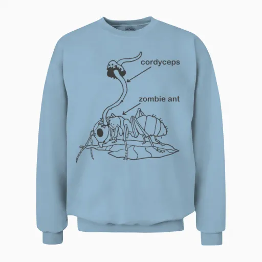Funny Cordyceps Ant Unisex Sweatshirt in Light Blue