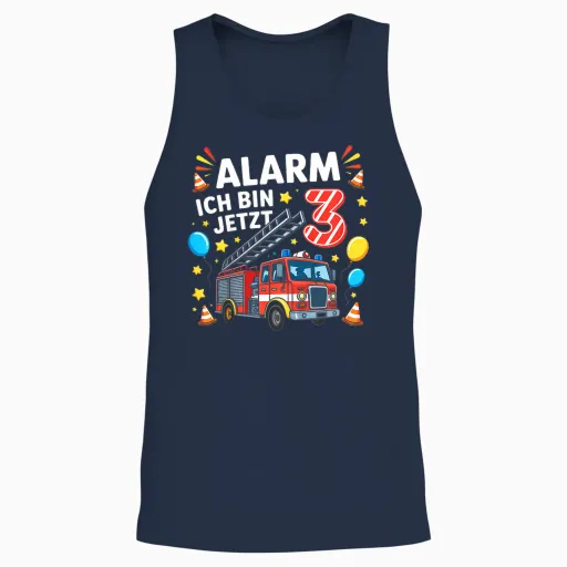 Kids 3rd Birthday Boy Girl Fire Brigade Fire Engine 3 Years Unisex Tank Top - Navy