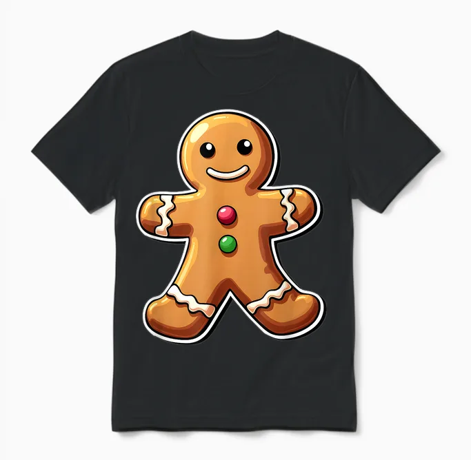 Gingerbread Christmas Women Kids Toddler Men Man Boys Unisex T-Shirt in Black