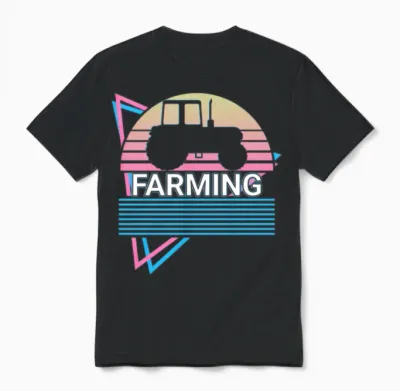 Farming Retro Farmer Unisex T-Shirt - Black