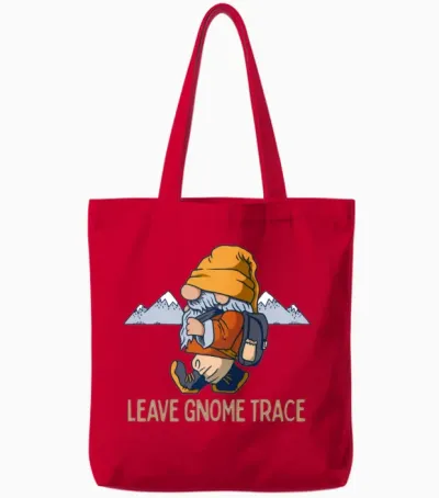 Hiking Gnomes Moain Camping Gnome Pun Tote Bags - Red