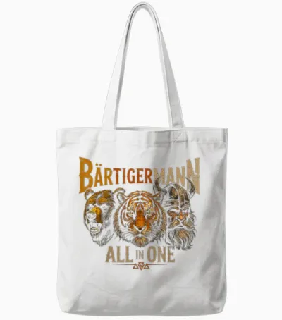 Wikinger Bart Walhalla Mythologie Bär Tiger Bärtiger Mann Tote Bags - White
