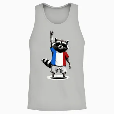 Französische Flagge Waschbär Lustig Frankreich Unisex Tank Top - Ash