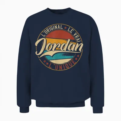 Jordan the Original the True the Unique Mens & Boys T-Shirt, Black, S Unisex Sweatshirt - Navy
