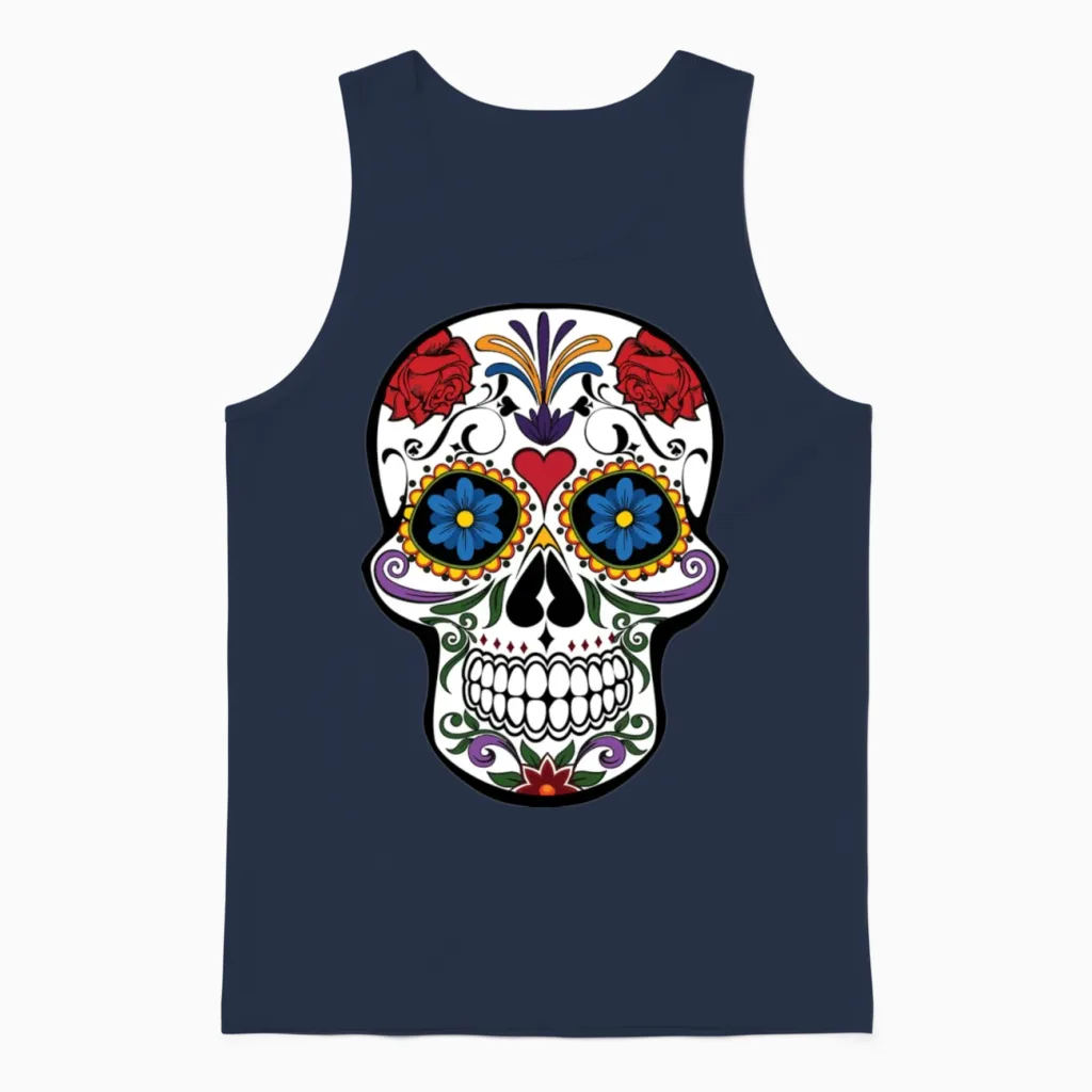 Sugar Skull - Halloween Unisex Tank Top in Navy