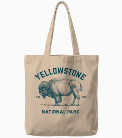 Yellowstone Bison Vintage Logo Tote Bags - Natural