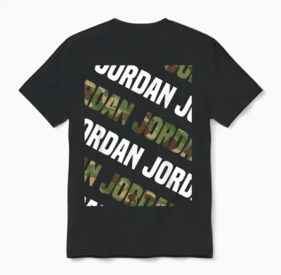 Jordan Camo Pattern Green Camouflage Unisex T-Shirt - Black