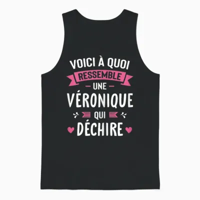 Woman Gift Funny Personalized Name Véronique Qui Déchire T-Shirt, Black, Female X-Small Unisex Tank Top - Black