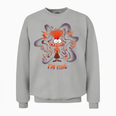 Disney and Pixar's Inside Out 2 Emotions Anxiety I'm Fine Unisex Sweatshirt - Ash