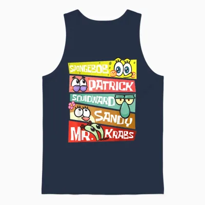 Mademark X Spongebob Squarepants - Spongebob Patrick Squidward Sandy Mr Krabs Spongebob Fans Unisex Tank Top - Navy