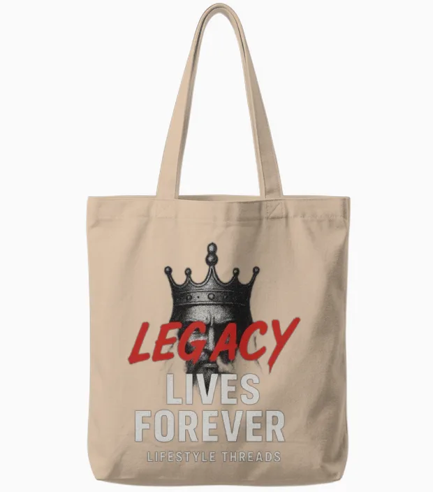 Legacy Tee with Crowned Warrior Design Tote Bags in Natural