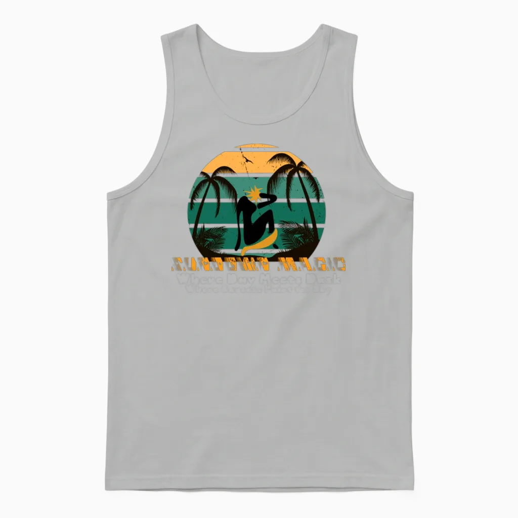Sunset Vintage Retro - Summer & Beach Unisex Tank Top in Ash