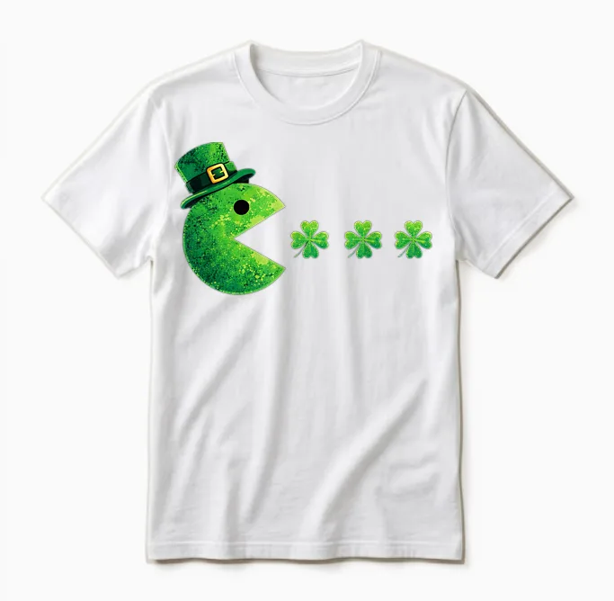 St Patrick's Day Eating Shamrock St Patrick's Day Unisex T-Shirt in White