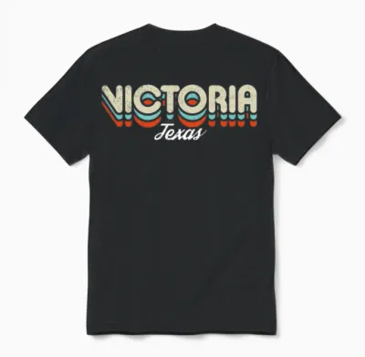 Retro Victoria Texas Unisex T-Shirt - Black