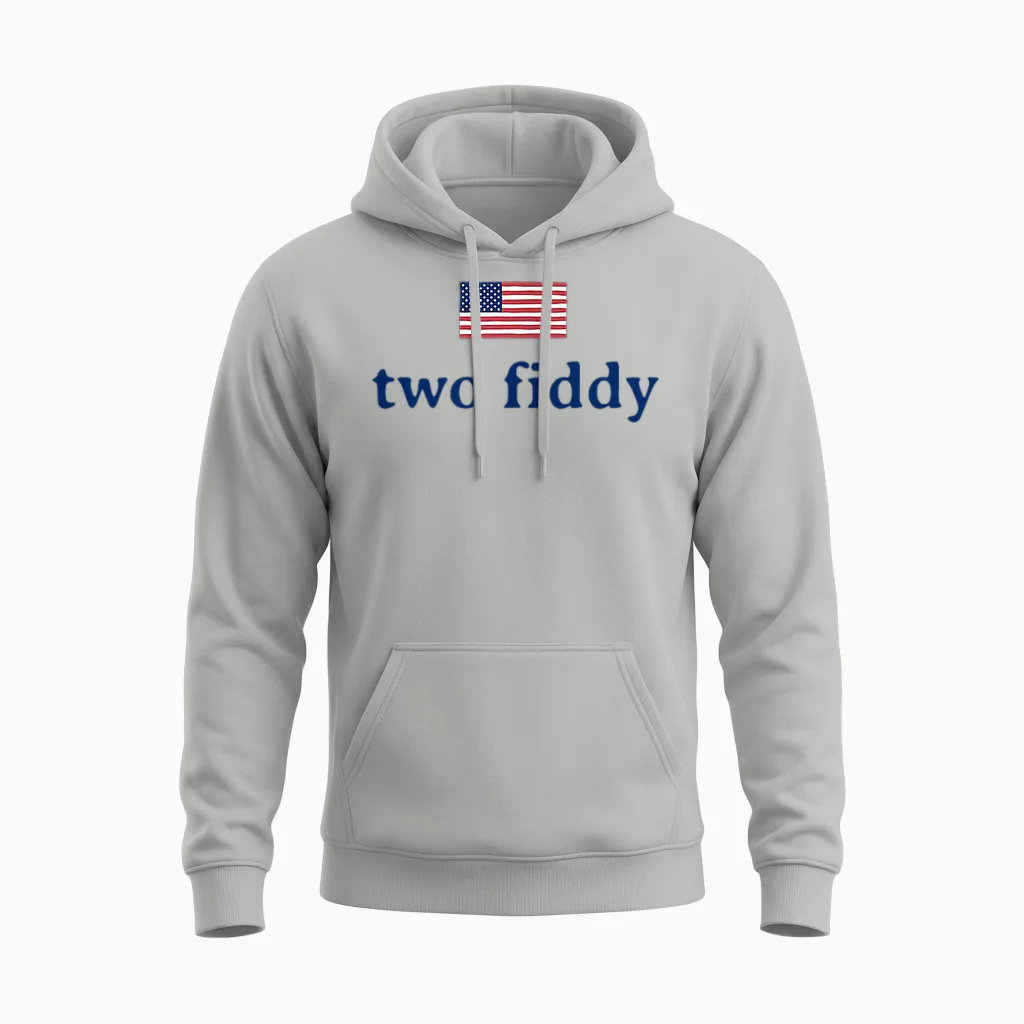 Two Fiddy 2 Fiddy 250th Anniversary 4th of July Patriotic Unisex Hoodie in Ash