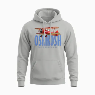 Oshkosh Wisconsin Biplane Vintage Design Unisex Hoodie - Ash