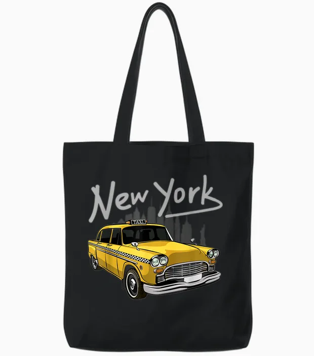 New York Taxi Yellow New York Souvenir T-Shirt for Men and Women T-Shirt, Black Tote Bags in Black