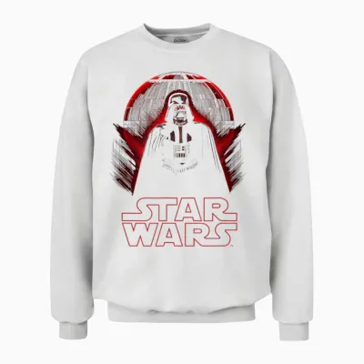 Star Wars Darth Vader Death Star T-Shirt, Black, S Unisex Sweatshirt - White