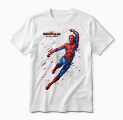 Marvel Spider-Man Far from Home Web Swing Shatter Portrait Unisex T-Shirt - White