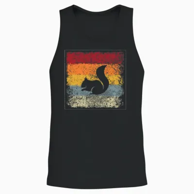 Squirrel Retro Unisex Tank Top - Black