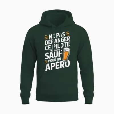 Airplane Aperitif Man Humour Gift Idea Pilot Funny Beer Unisex Hoodie - Forest