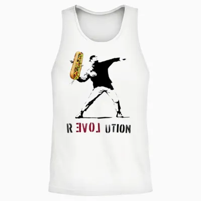 Throwing Sandwich Revolution Funny Humor Meme Unisex Tank Top - White