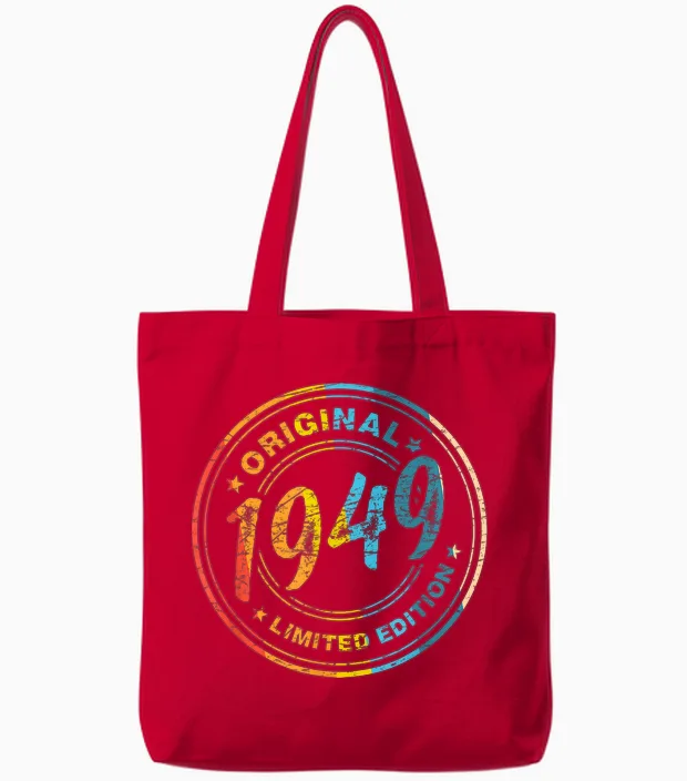 Original 1949 Vintage Anniversaire 77 Ans Pour Hommes Femmes Tote Bags in Red
