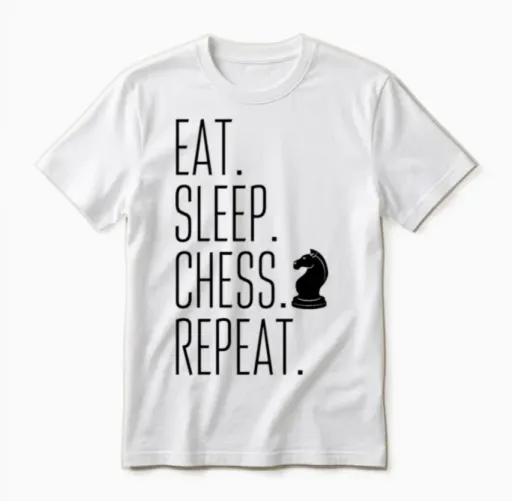 Eat Sleep Chess Repeat Unisex T-Shirt in White