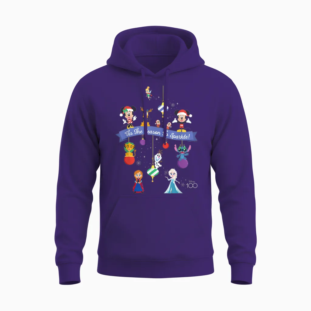 Disney 100 Christmas Holiday βtis the Season to Sparkle! Unisex Hoodie in Purple