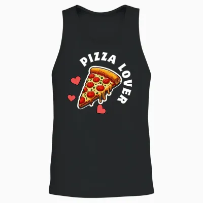 Pizza Lover Slice Design Unisex Tank Top - Black