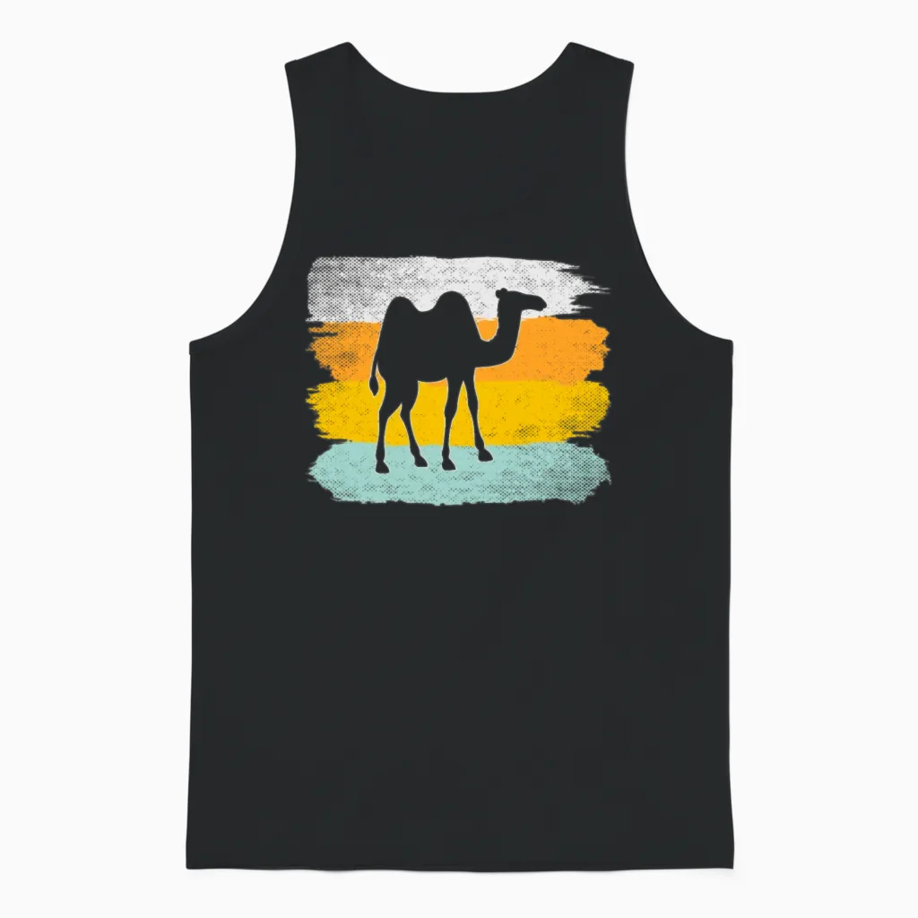 Camel Retro Unisex Tank Top in Black
