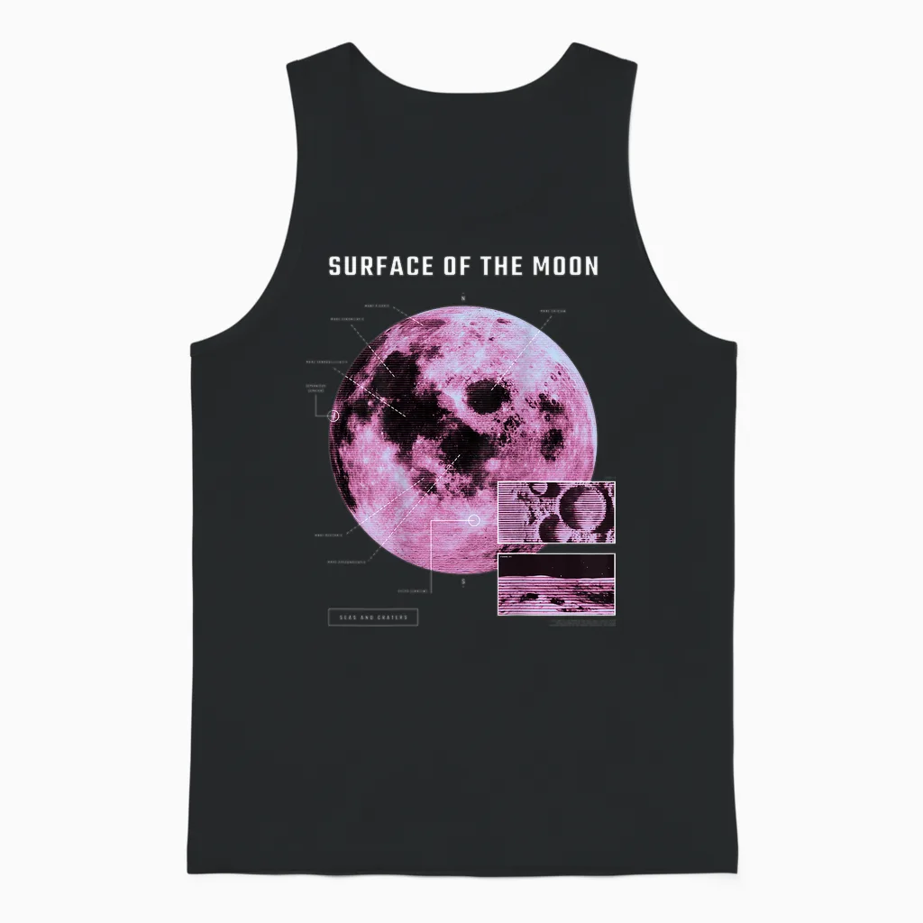 Backprint: Universe Festival Auf Vaporwave Mond Unisex Tank Top in Black