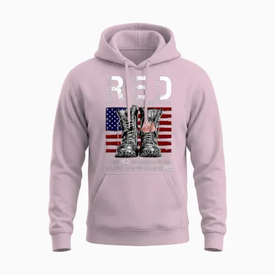 On Friday We Wear Red Military R.e.d Friday Military Remember Everyone Deployed Unisex-Adults Us Flag T-Shirt Black Small Classic Fit Short Sleeve Unisex Hoodie - Light Pink